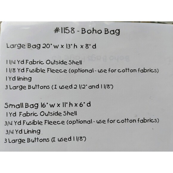 5/$25 Boho Bags Purse Sewing Pattern Includes 2 Sizes Whistlepig Creek #1158 - Picture 8 of 8